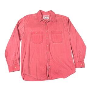 Vintage Marlboro Men’s 90’s Faded Red Cotton Long Sleeve Button Up Shirt XL